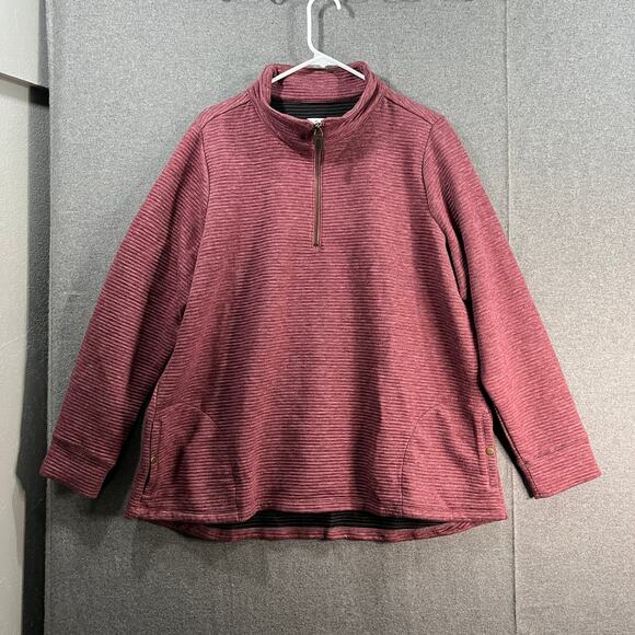 Joan Rivers Quarter Zip Knit Pullover Sweater Eggplant Size 1X - Picture 1 of 10
